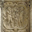 Panel 20:05 - Tempted by the serpent, Adam and Eve taste the forbidden fruit
